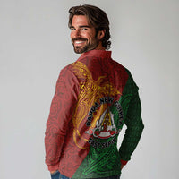 Papua New Guinea East Sepik Province Long Sleeve Polo Shirt Tribal Crocodile Birds of Paradise Melanesian Tattoo LT03 - Polynesian Pride