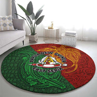Papua New Guinea East Sepik Province Round Carpet Tribal Crocodile Birds of Paradise Melanesian Tattoo LT03 - Polynesian Pride