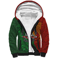 Papua New Guinea East Sepik Province Sherpa Hoodie Tribal Crocodile Birds of Paradise Melanesian Tattoo LT03 Unisex Green - Polynesian Pride