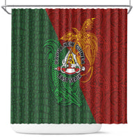 Papua New Guinea East Sepik Province Shower Curtain Tribal Crocodile Birds of Paradise Melanesian Tattoo LT03 Green - Polynesian Pride
