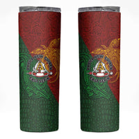 Papua New Guinea East Sepik Province Skinny Tumbler Tribal Crocodile Birds of Paradise Melanesian Tattoo LT03 Green - Polynesian Pride