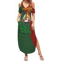 Papua New Guinea East Sepik Province Summer Maxi Dress Tribal Crocodile Birds of Paradise Melanesian Tattoo LT03 Women Green - Polynesian Pride