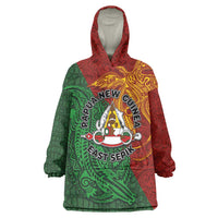 Papua New Guinea East Sepik Province Wearable Blanket Hoodie Tribal Crocodile Birds of Paradise Melanesian Tattoo LT03 One Size Green - Polynesian Pride