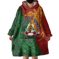 Papua New Guinea East Sepik Province Wearable Blanket Hoodie Tribal Crocodile Birds of Paradise Melanesian Tattoo LT03 - Polynesian Pride