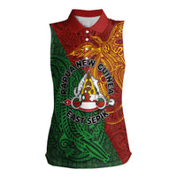Papua New Guinea East Sepik Province Women Sleeveless Polo Shirt Tribal Crocodile Birds of Paradise Melanesian Tattoo LT03 Female Green - Polynesian Pride
