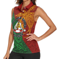 Papua New Guinea East Sepik Province Women Sleeveless Polo Shirt Tribal Crocodile Birds of Paradise Melanesian Tattoo LT03 - Polynesian Pride