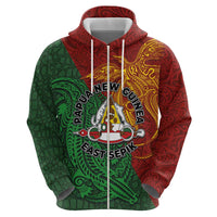 Papua New Guinea East Sepik Province Zip Hoodie Tribal Crocodile Birds of Paradise Melanesian Tattoo LT03 - Polynesian Pride
