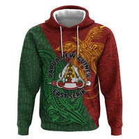 Papua New Guinea East Sepik Province Zip Hoodie Tribal Crocodile Birds of Paradise Melanesian Tattoo LT03 Pullover Hoodie Green - Polynesian Pride