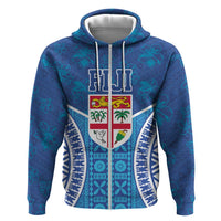 Fiji Day Hoodie Fijian Masi Tribal Hibiscus Tattoo and Tapa Pattern LT03 Zip Hoodie Blue - Polynesian Pride