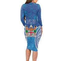 Fiji Day Long Sleeve Bodycon Dress Fijian Masi Tribal Hibiscus Tattoo and Tapa Pattern LT03 - Polynesian Pride