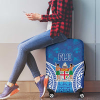 Fiji Day Luggage Cover Fijian Masi Tribal Hibiscus Tattoo and Tapa Pattern LT03 - Polynesian Pride