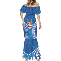 Fiji Day Mermaid Dress Fijian Masi Tribal Hibiscus Tattoo and Tapa Pattern LT03 - Polynesian Pride