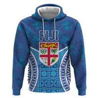 Fiji Day Zip Hoodie Fijian Masi Tribal Hibiscus Tattoo and Tapa Pattern LT03 Pullover Hoodie Blue - Polynesian Pride