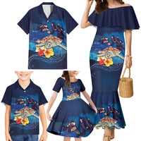 Polynesian Scuba Diving Family Matching Mermaid Dress and Hawaiian Shirt Honu with Hibiscus and Plumeria Flower and Tapa Tribal Pattern LT03 - Polynesian Pride