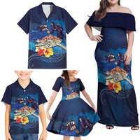 Polynesian Scuba Diving Family Matching Off Shoulder Maxi Dress and Hawaiian Shirt Honu with Hibiscus and Plumeria Flower and Tapa Tribal Pattern LT03 - Polynesian Pride