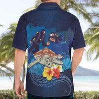 Polynesian Scuba Diving Hawaiian Shirt Honu with Hibiscus and Plumeria Flower and Tapa Tribal Pattern LT03 - Polynesian Pride
