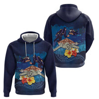 Polynesian Scuba Diving Zip Hoodie Honu with Hibiscus and Plumeria Flower and Tapa Tribal Pattern LT03 - Polynesian Pride