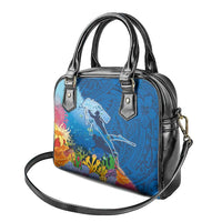 Polynesian Scuba Diving Shoulder Handbag Beauty Corals with Underwater and Polynesian Pattern