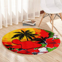 Hawaii Maui Island Round Carpet Maui Map With Tropical Forest Sunset Vibe LT03 - Polynesian Pride