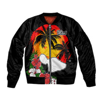 Hawaii Maui Island Bomber Jacket Maui Map With Tropical Forest Vintage Style LT03 Unisex Black - Polynesian Pride