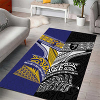 Rugby Niue and Aotearoa Area Rug Hiapo with Maori Moko Tribal Heritage Tattoos LT03 - Polynesian Pride