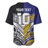 Custom Rugby Niue and Aotearoa Baseball Jersey Hiapo with Maori Moko Tribal Heritage Tattoos LT03 - Polynesian Pride