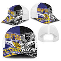 Niue and Aotearoa Rugby Baseball Net Cap Hiapo with Maori Moko Tribal Heritage Tattoos LT03 - Polynesian Pride