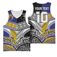 Custom Rugby Niue and Aotearoa Basketball Jersey Hiapo with Maori Moko Tribal Heritage Tattoos LT03 - Polynesian Pride