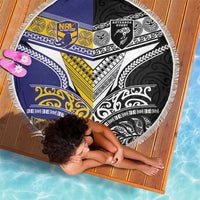 Rugby Niue and Aotearoa Beach Blanket Hiapo with Maori Moko Tribal Heritage Tattoos LT03 - Polynesian Pride