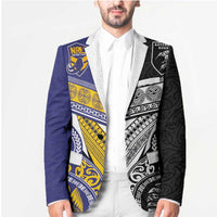 Custom Rugby Niue and Aotearoa Blazer Hiapo with Maori Moko Tribal Heritage Tattoos LT03 - Polynesian Pride