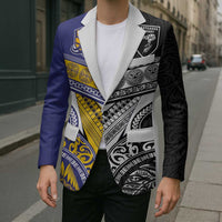 Custom Rugby Niue and Aotearoa Blazer Hiapo with Maori Moko Tribal Heritage Tattoos LT03 - Polynesian Pride