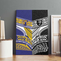 Rugby Niue and Aotearoa Canvas Wall Art Hiapo with Maori Moko Tribal Heritage Tattoos LT03 - Polynesian Pride