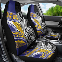 Rugby Niue and Aotearoa Car Seat Cover Hiapo with Maori Moko Tribal Heritage Tattoos LT03 - Polynesian Pride