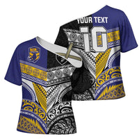 Custom Rugby Niue and Aotearoa Cross Shoulder Shirt Hiapo with Maori Moko Tribal Heritage Tattoos LT03 - Polynesian Pride