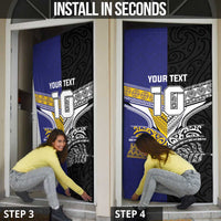 Custom Rugby Niue and Aotearoa Door Cover Hiapo with Maori Moko Tribal Heritage Tattoos LT03 - Polynesian Pride