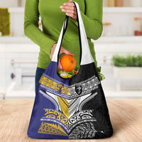 Rugby Niue and Aotearoa Grocery Bag Hiapo with Maori Moko Tribal Heritage Tattoos LT03 - Polynesian Pride