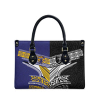 Rugby Niue and Aotearoa Leather Bag Hiapo with Maori Moko Tribal Heritage Tattoos LT03 - Polynesian Pride