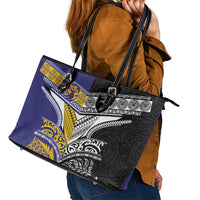 Rugby Niue and Aotearoa Leather Tote Bag Hiapo with Maori Moko Tribal Heritage Tattoos LT03 - Polynesian Pride