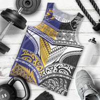 Custom Rugby Niue and Aotearoa Men Tank Top Hiapo with Maori Moko Tribal Heritage Tattoos LT03 - Polynesian Pride