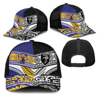 Niue and Aotearoa Rugby Mesh Trucker Cap Hiapo with Maori Moko Tribal Heritage Tattoos LT03 - Polynesian Pride