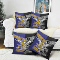 Rugby Niue and Aotearoa Pillow Cover Hiapo with Maori Moko Tribal Heritage Tattoos LT03 - Polynesian Pride