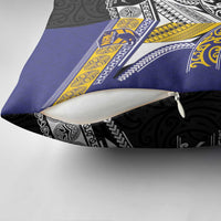 Rugby Niue and Aotearoa Pillow Cover Hiapo with Maori Moko Tribal Heritage Tattoos LT03 - Polynesian Pride