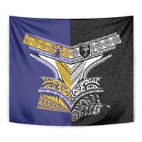 Rugby Niue and Aotearoa Tapestry Hiapo with Maori Moko Tribal Heritage Tattoos LT03 - Polynesian Pride