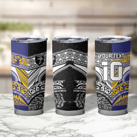 Custom Rugby Niue and Aotearoa Tumbler Cup Hiapo with Maori Moko Tribal Heritage Tattoos LT03 - Polynesian Pride