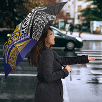 Rugby Niue and Aotearoa Umbrella Hiapo with Maori Moko Tribal Heritage Tattoos LT03 - Polynesian Pride