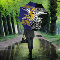 Rugby Niue and Aotearoa Umbrella Hiapo with Maori Moko Tribal Heritage Tattoos LT03 - Polynesian Pride
