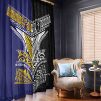Rugby Niue and Aotearoa Window Curtain Hiapo with Maori Moko Tribal Heritage Tattoos LT03 - Polynesian Pride