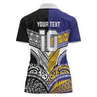 Custom Rugby Niue and Aotearoa Women Polo Shirt Hiapo with Maori Moko Tribal Heritage Tattoos - Polynesian Pride