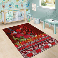 Hawaii KaUla Wena Iiwi Area Rug With Tropical Plants and 'Ohi'a lehua Kakau Art Tattoo LT03 - Polynesian Pride