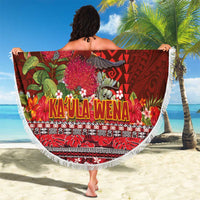 Hawaii KaUla Wena Iiwi Beach Blanket With Tropical Plants and 'Ohi'a lehua Kakau Art Tattoo LT03 - Polynesian Pride